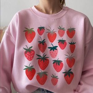 Strawberry Crewneck Pink Sweatshirt